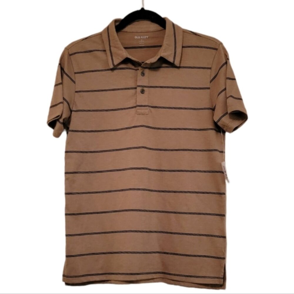Khaki Green Old Navy Men's Striped Polo Shirt